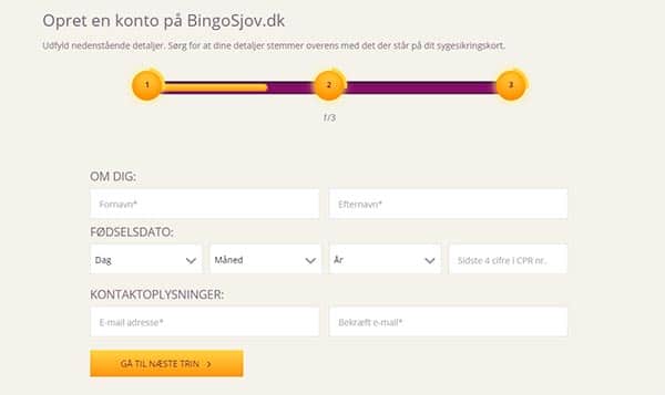 Opret en konto på BingoSjov.dk